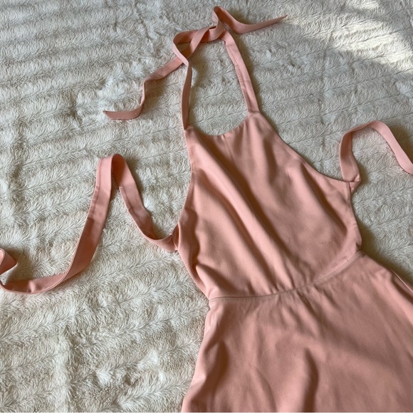 ✨SOLD✨ LPA •  Dress 261 - Halter Tie Back Skater Mini Dress in Blush - Picture 5 of 16